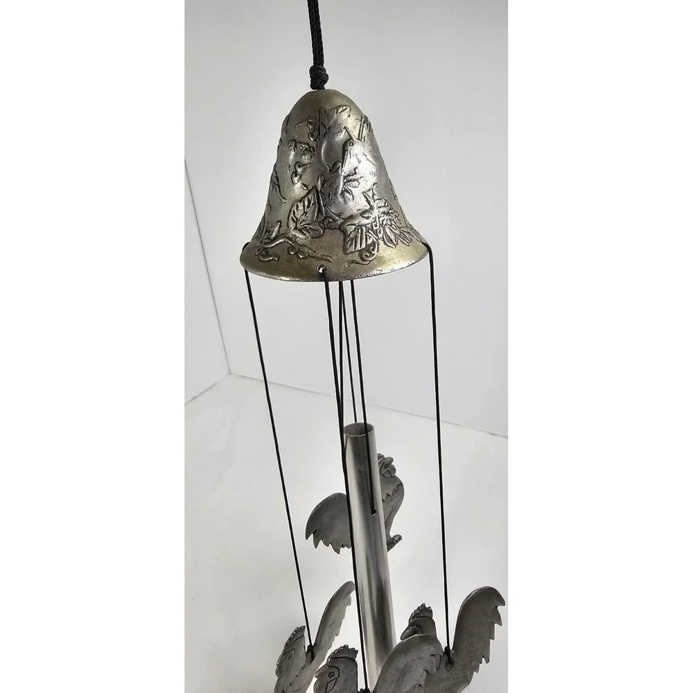 Metal Rooster Wind Chime‎ Hanging Farmhouse Garden Porch Decor Bell Top